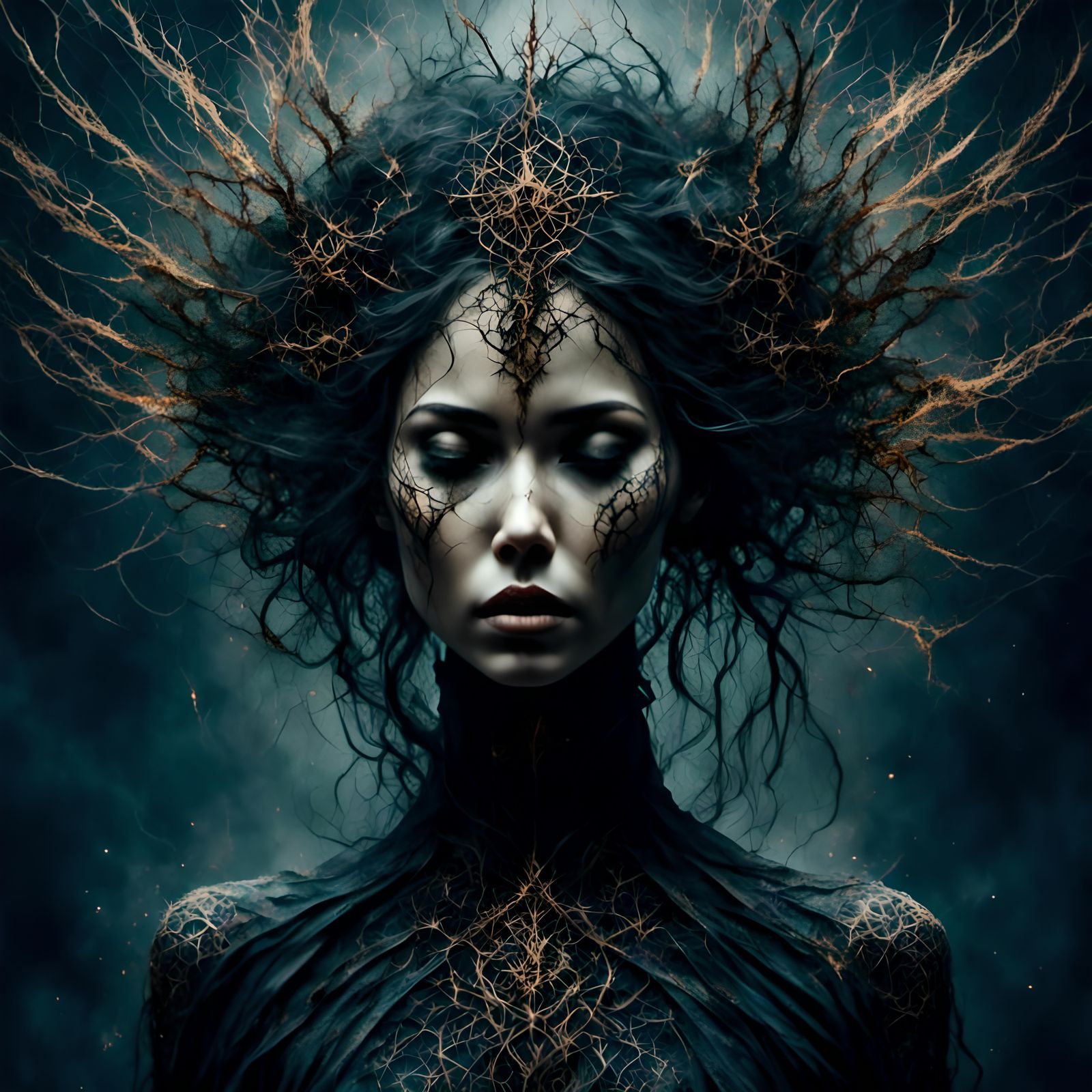 Detailed Woman with Glowing Runes