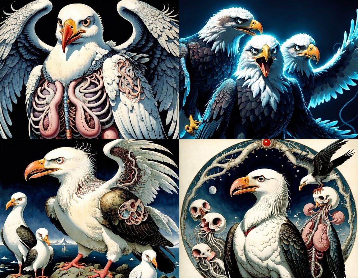 Surreal Anatomy Portrait in Dark Noctilucent Hues