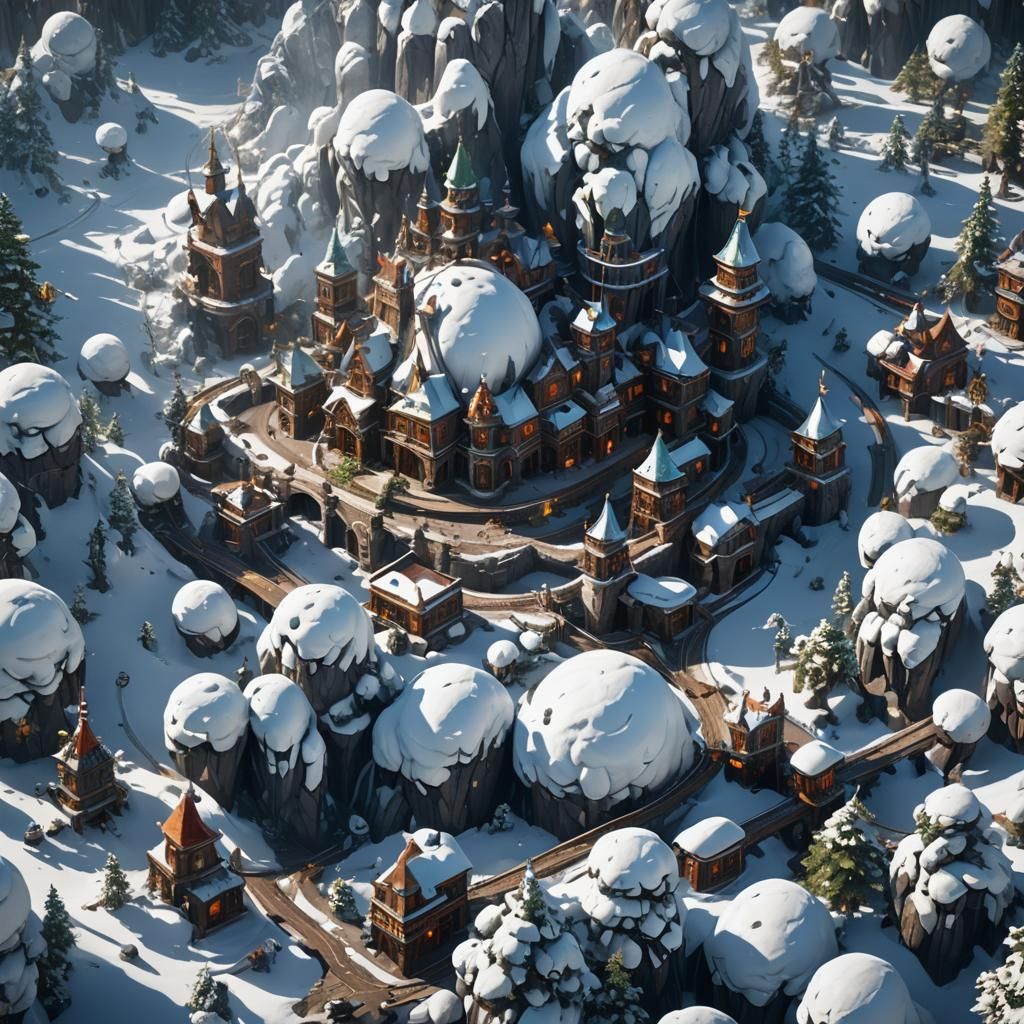 Ethereal Snowball Band in Fantastical Deep-Color Landscape