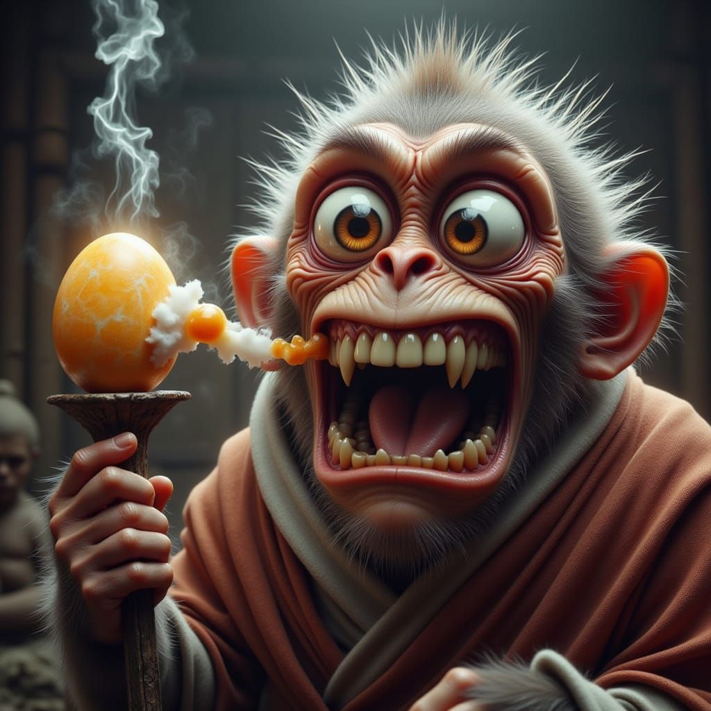 Angry Egg Meets Shaolin Monkey Monk