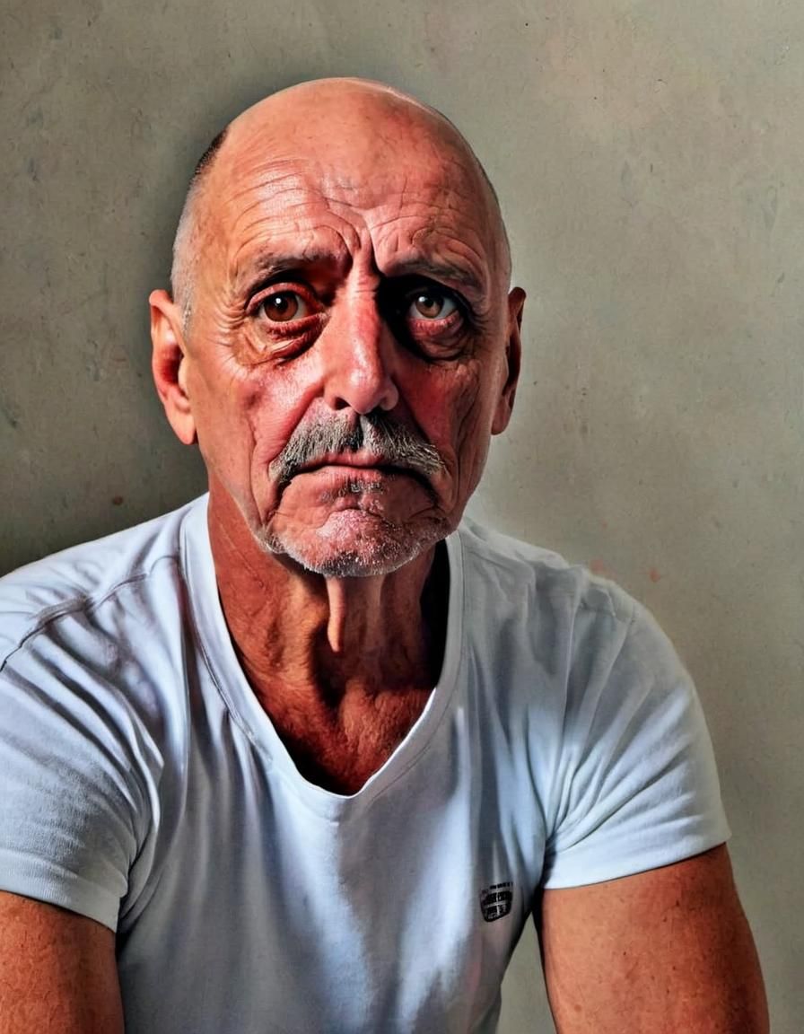 Overweight Bald Gym Trainer in Bright Digital Art