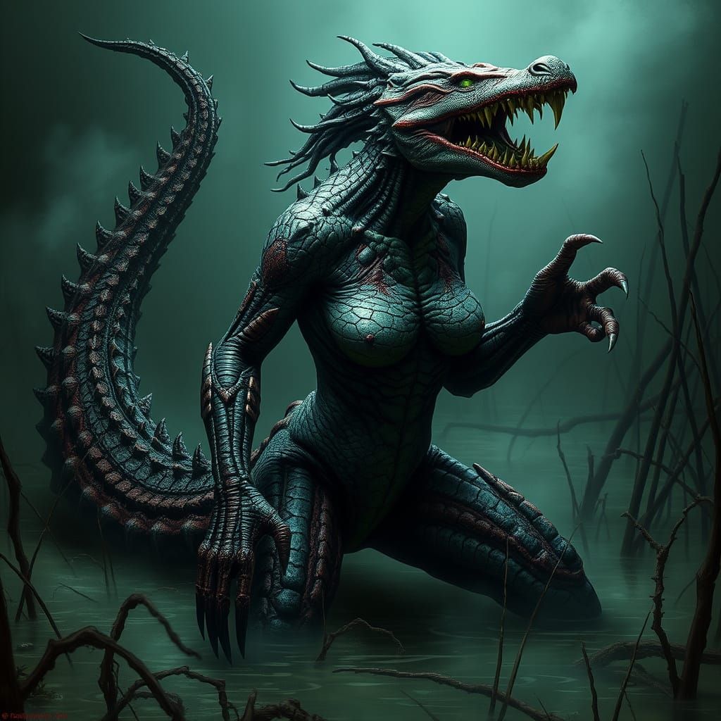 Corrupted Elara: Crocodile Hybrid with Toxic Eyes