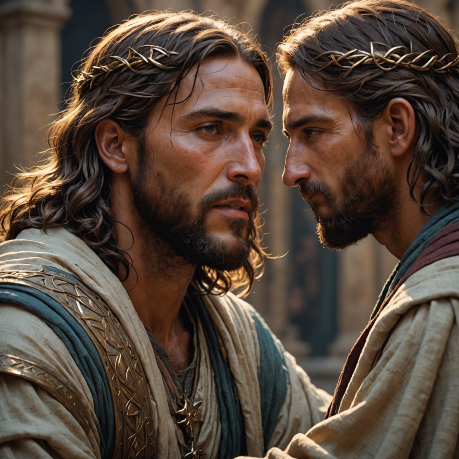 Jesus Heals a Leper in Triadic Colors