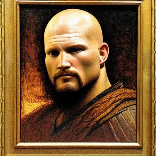 Stone Cold Steve Austin as Da Vinci Oil Painting