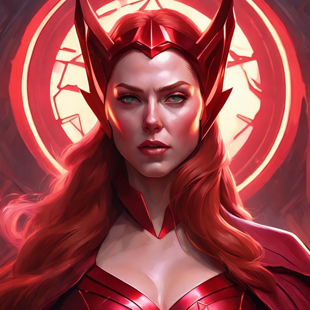 Mystic Scarlet Queen Portrait in Hyperdetailed Style