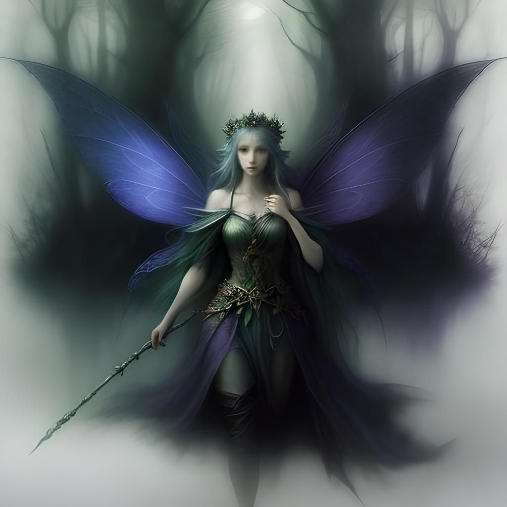 Ethereal Fairy in Eerie Fog: Oil Pastel Fantasy