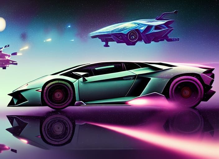 Lamborghini Races Through Space: Hyperdetailed Digital Art