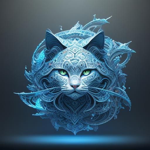 Intricate Kitty Robot in Dreamy, Abstract Style