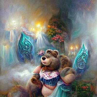 Artio, Bear Goddess in Ethereal Landscape