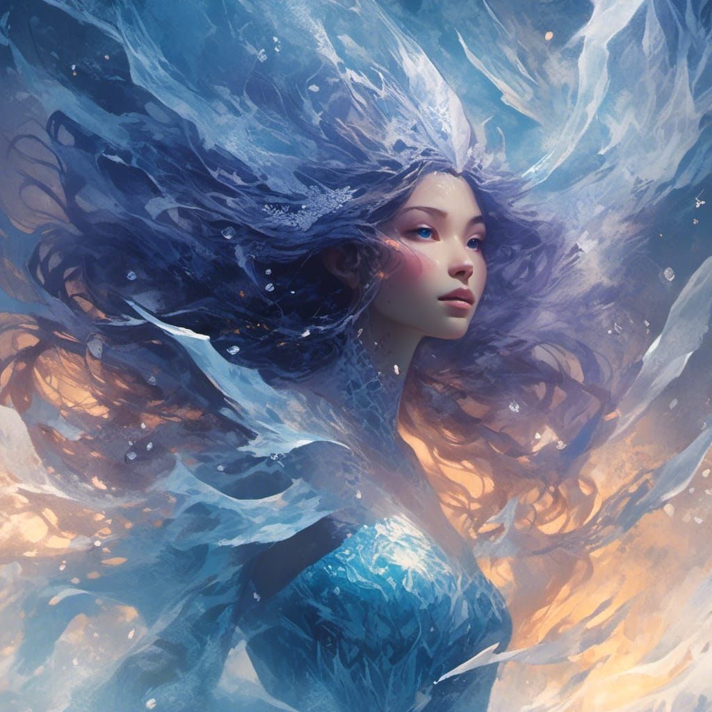 Ice Sorceress Mermaid in Frozen Realm
