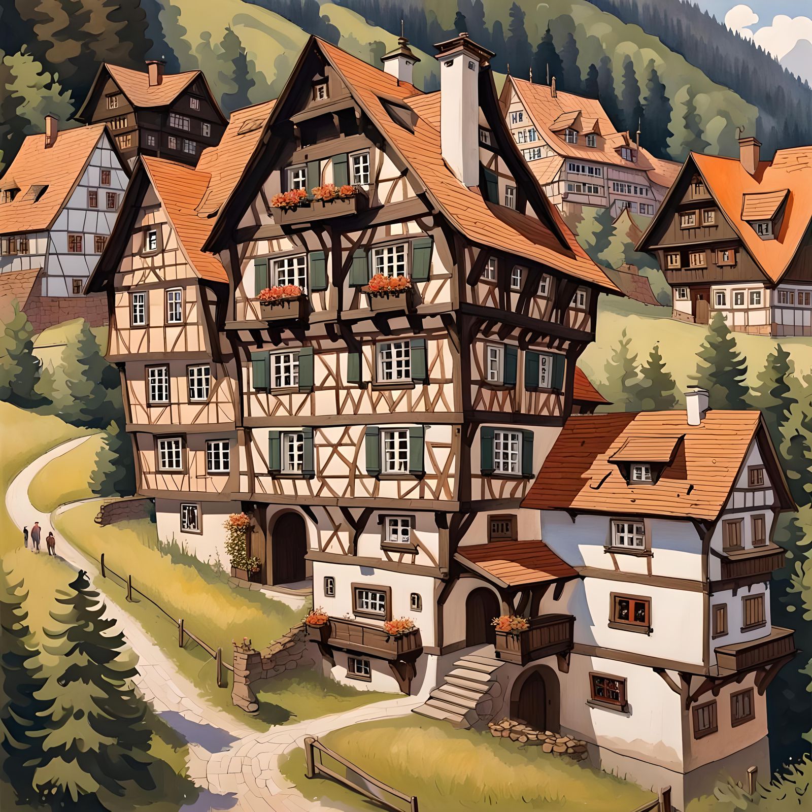 German Black Forest House in Klimt Style