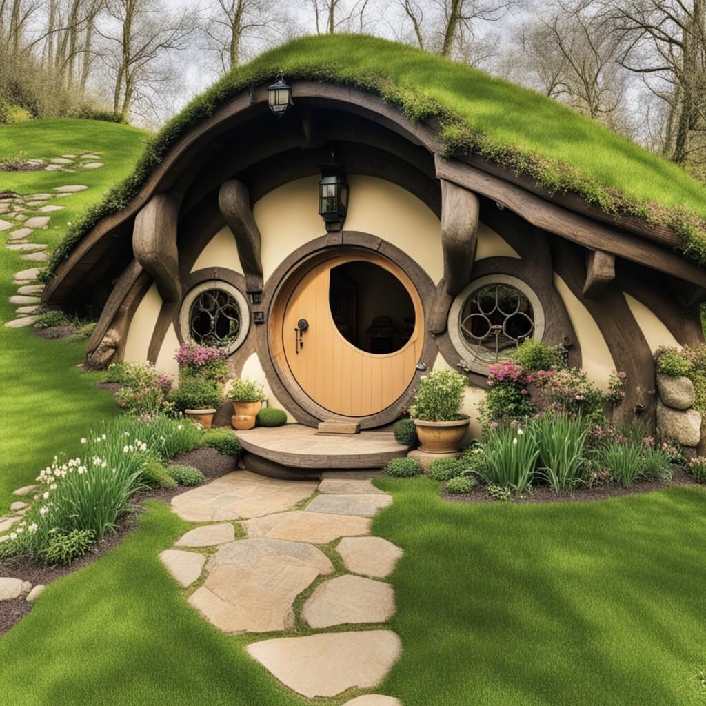 Hobbit Dwelling in Spring Bathed in Natural Light