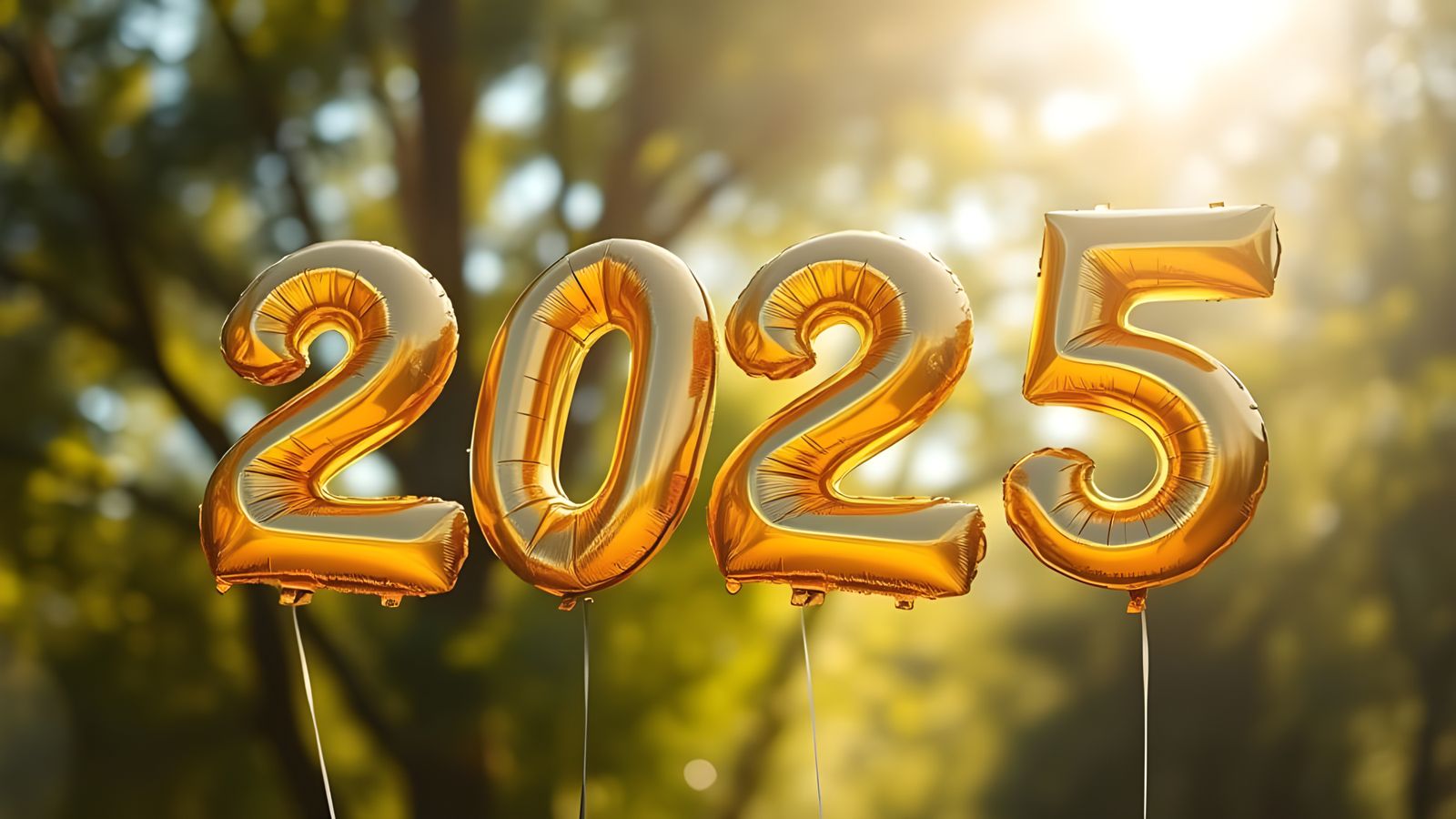 Golden Balloons Spelling Out 2025 in Vibrant Professional Ph...