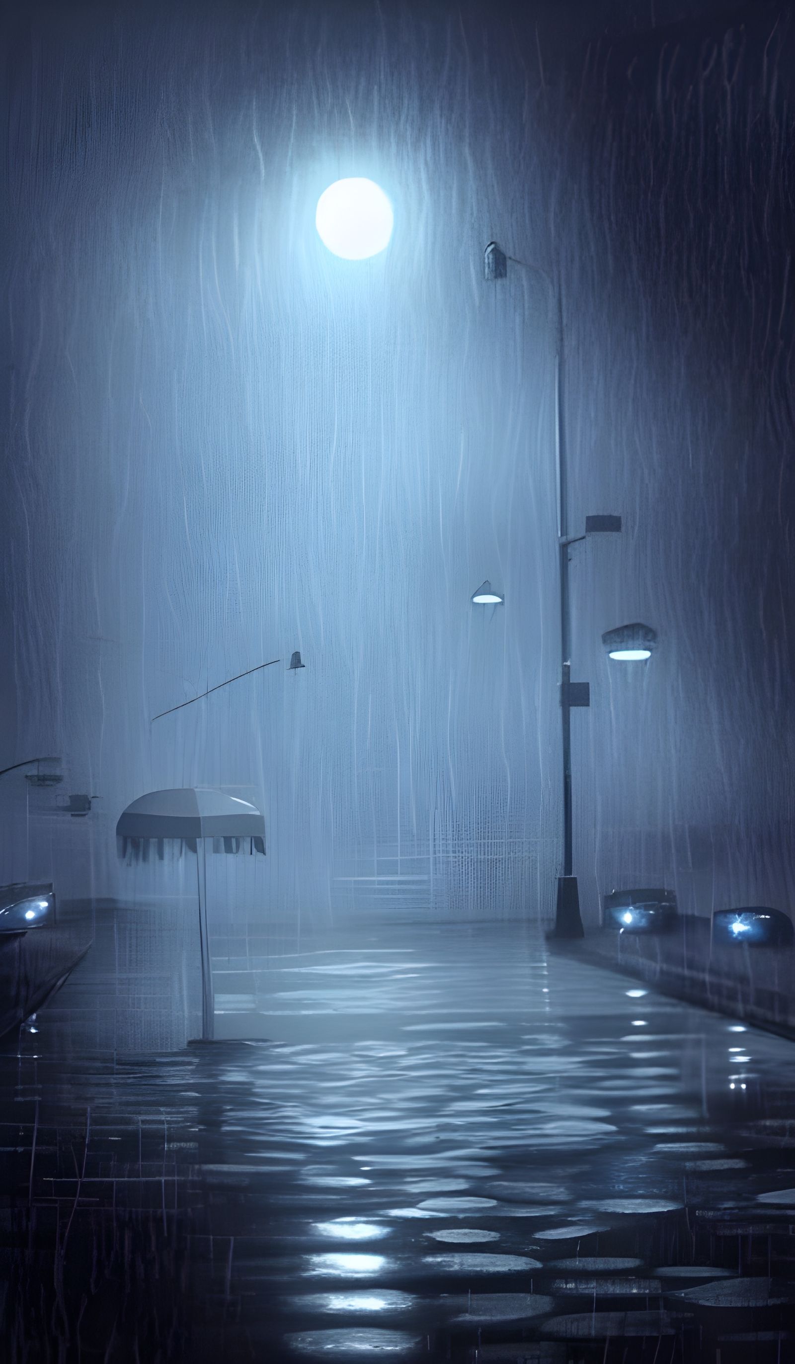 Eldritch Rainy Night in Photorealistic Illustration