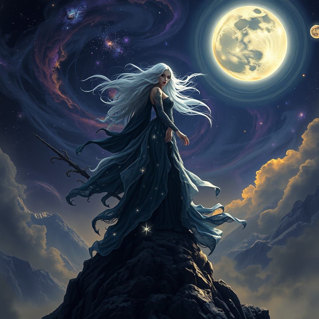 Gothic Moon Goddess in Dark Fantasy Concept Art