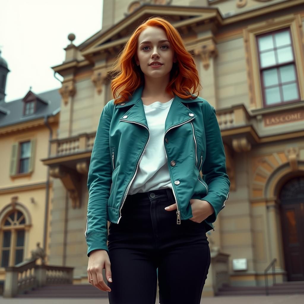Rococo Portrait of Redhead in Green Jacket
