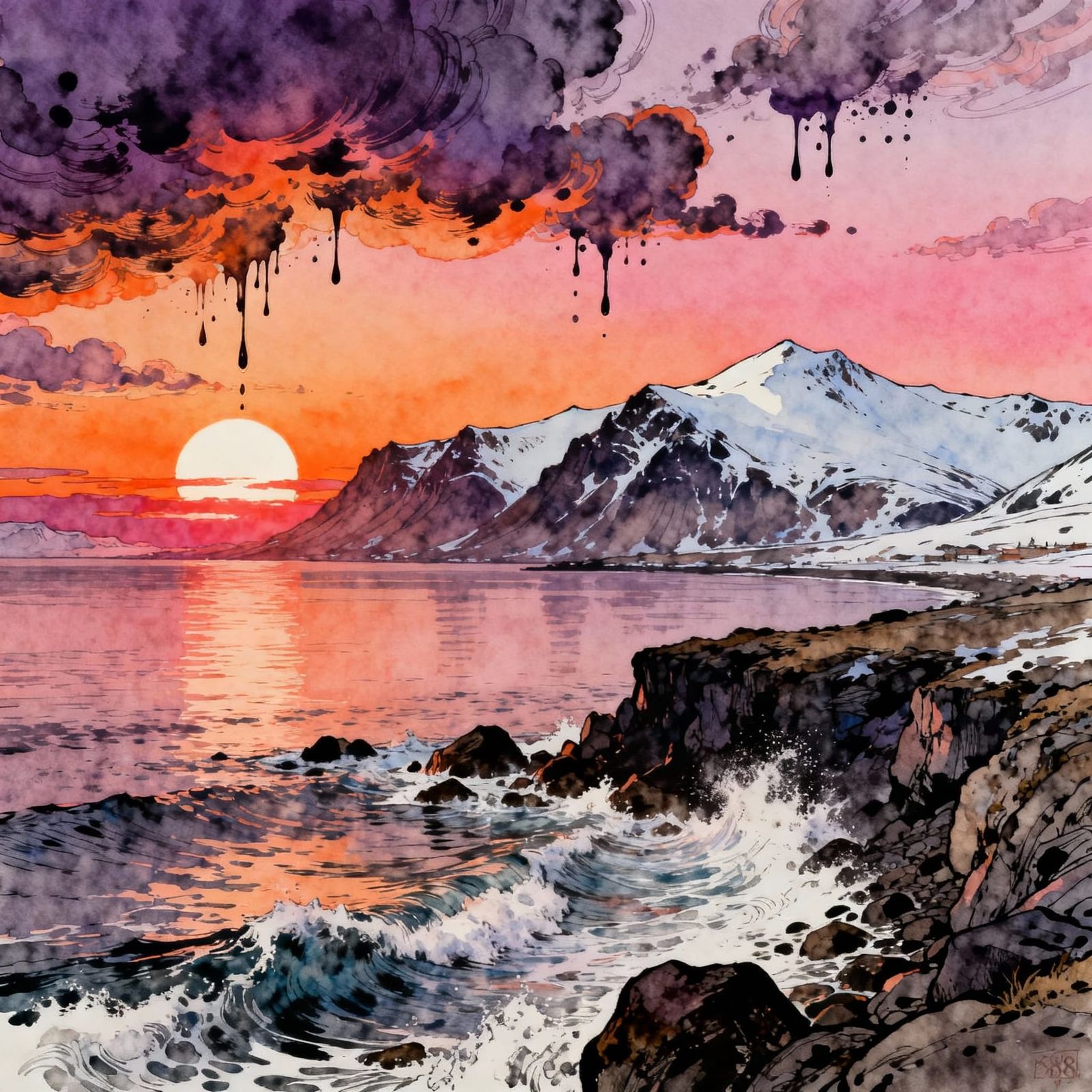 Iceland Sunset a intricate, ambient lighting, highly detaile...