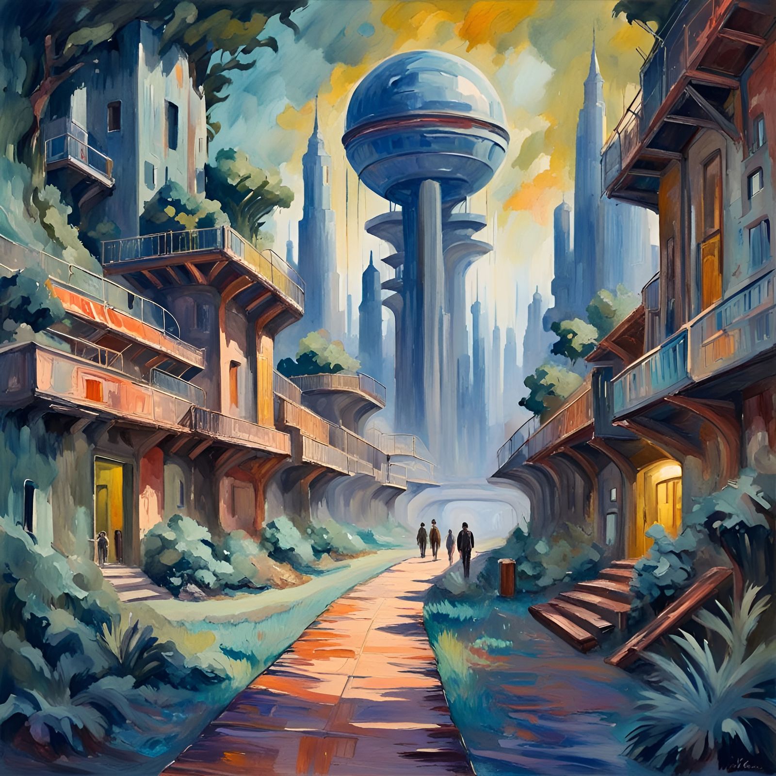 Futuristic Gouache Painting: Destination Unknown