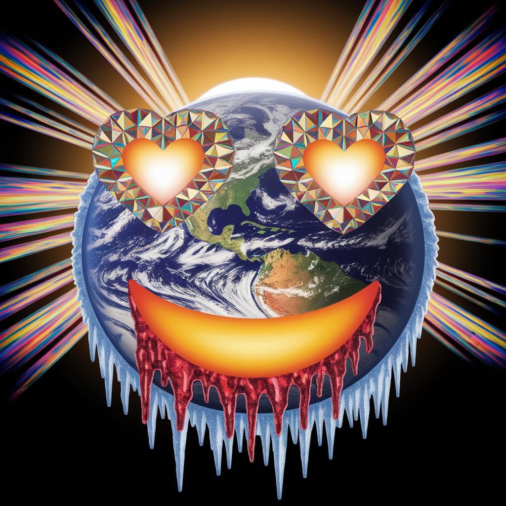 Earth as Smiley Emoji in Cosmic Display