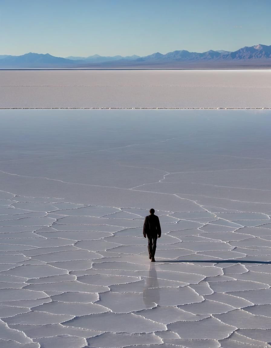 Lone Figure Walking Utah Salt Flats