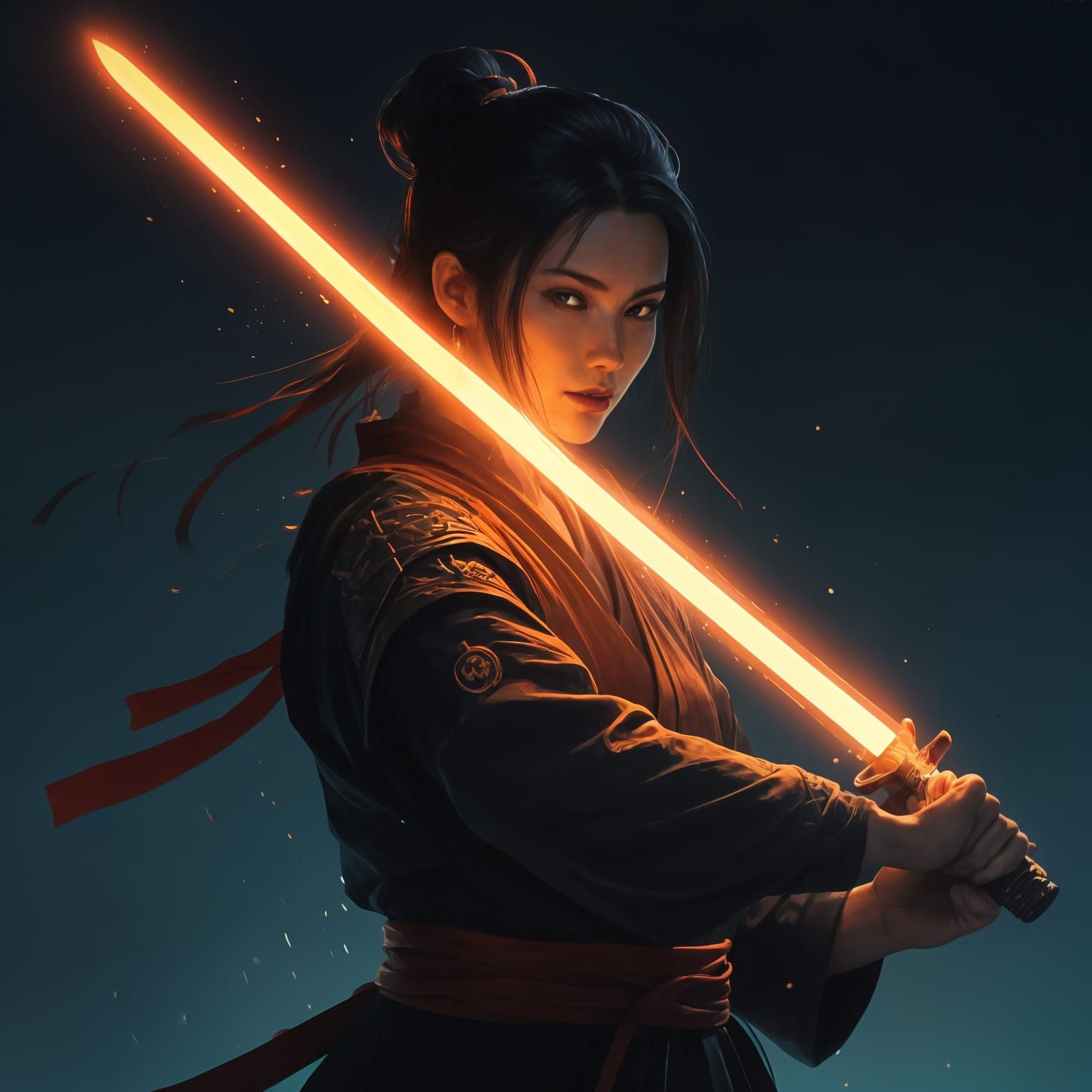 Surreal Cyberpunk Samurai in Dark Fantasy Universe