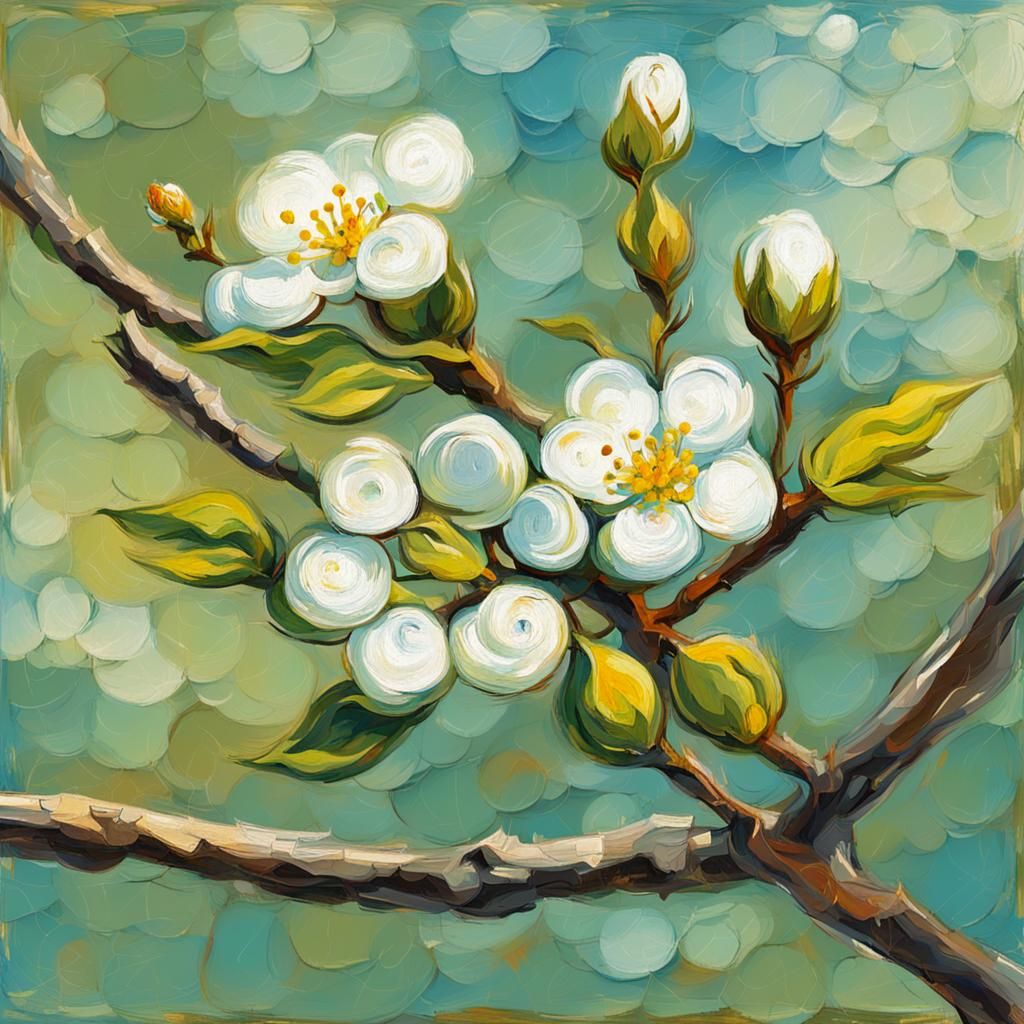 Spring Blossom in Van Gogh Style Painting