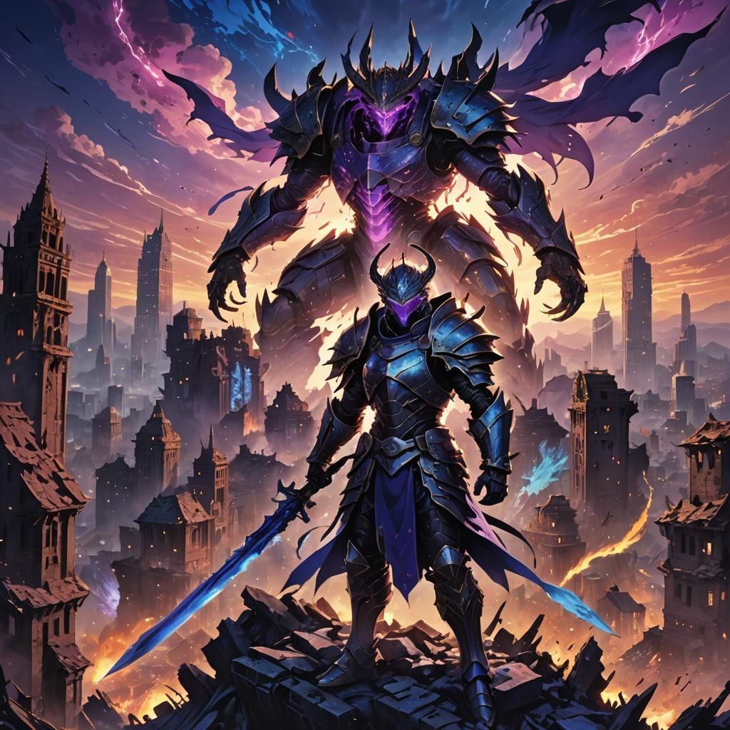 Mystical Warrior Commands Ruined City: Anime Key Visual