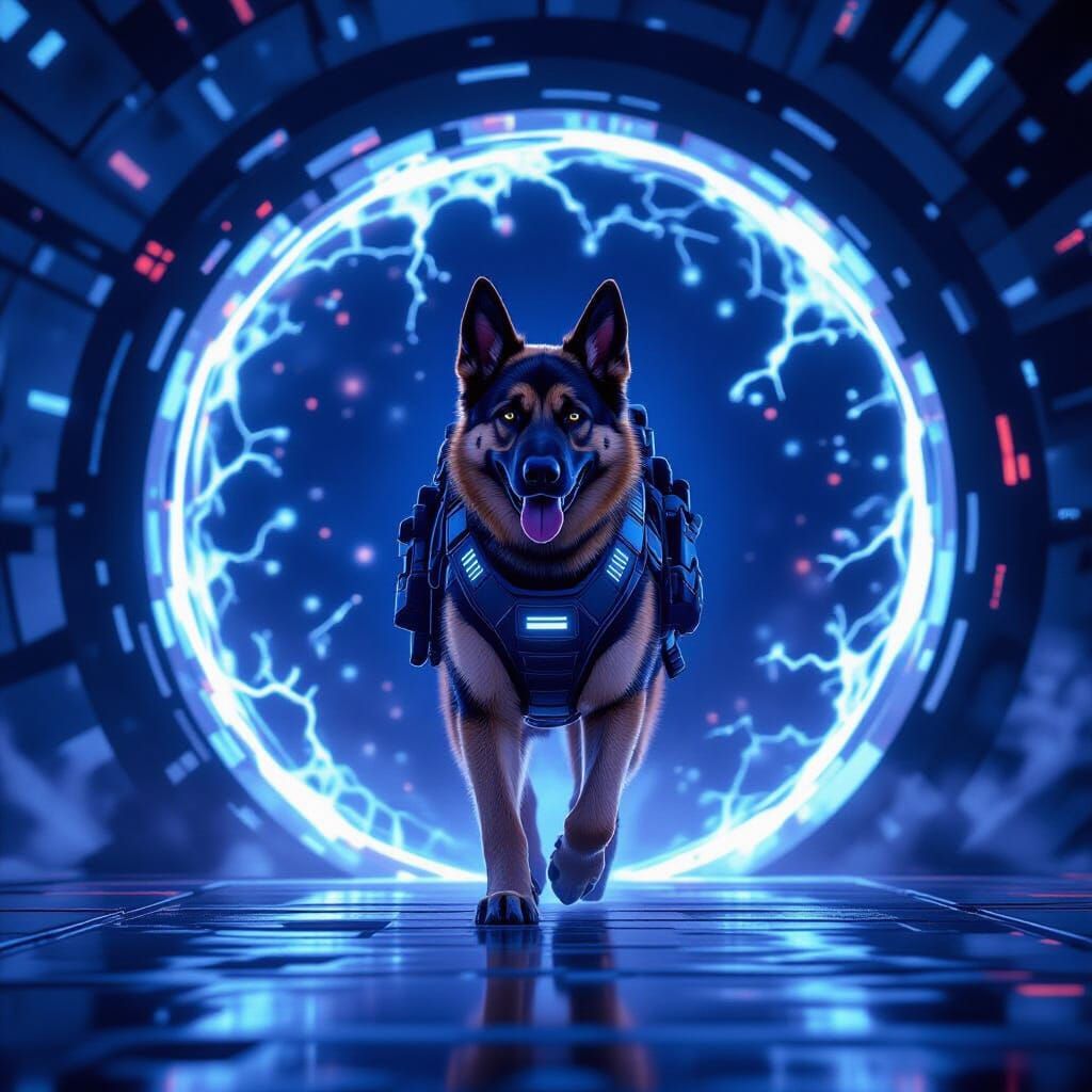 Anthropomorphic Canine Soldier Emerges From Sci-Fi Portal