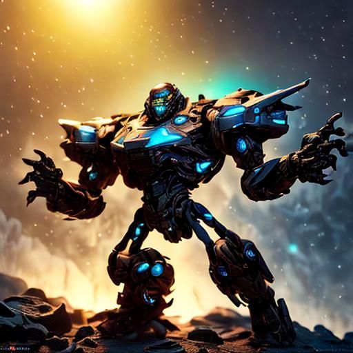 Futuristic Mech in Neon Alleyway: Cyberpunk Sci-Fi Art