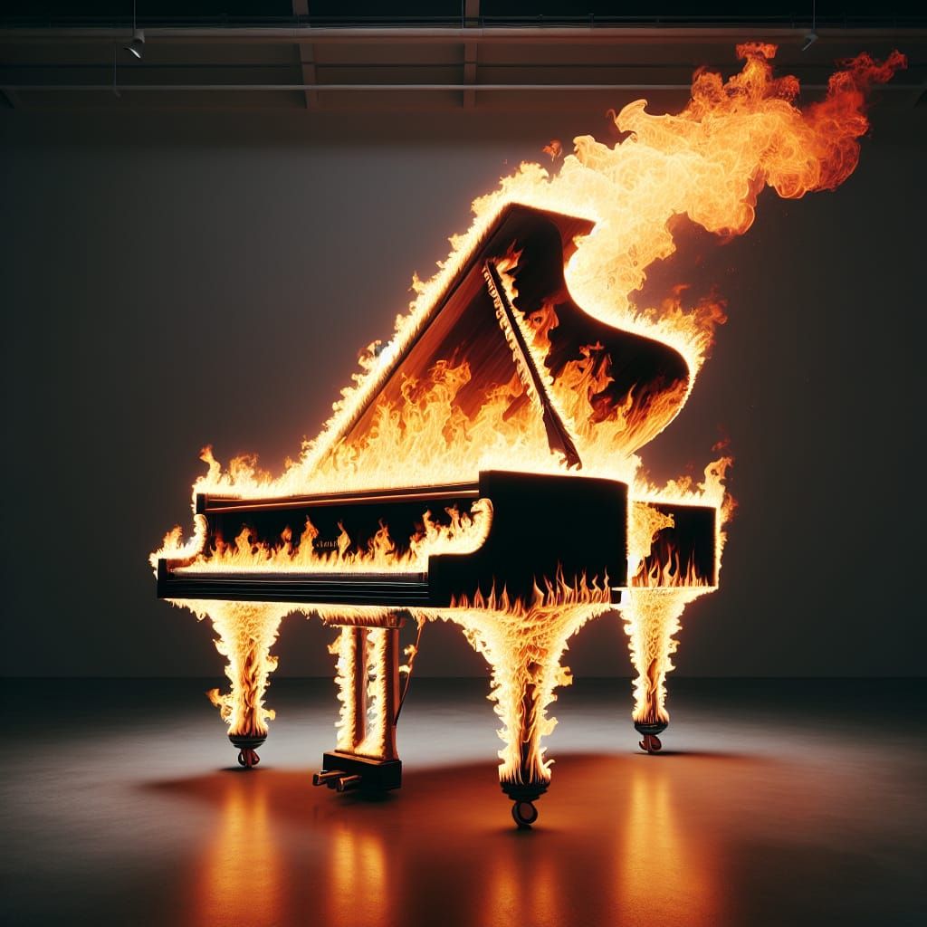 Grand Piano Crafted from Fire