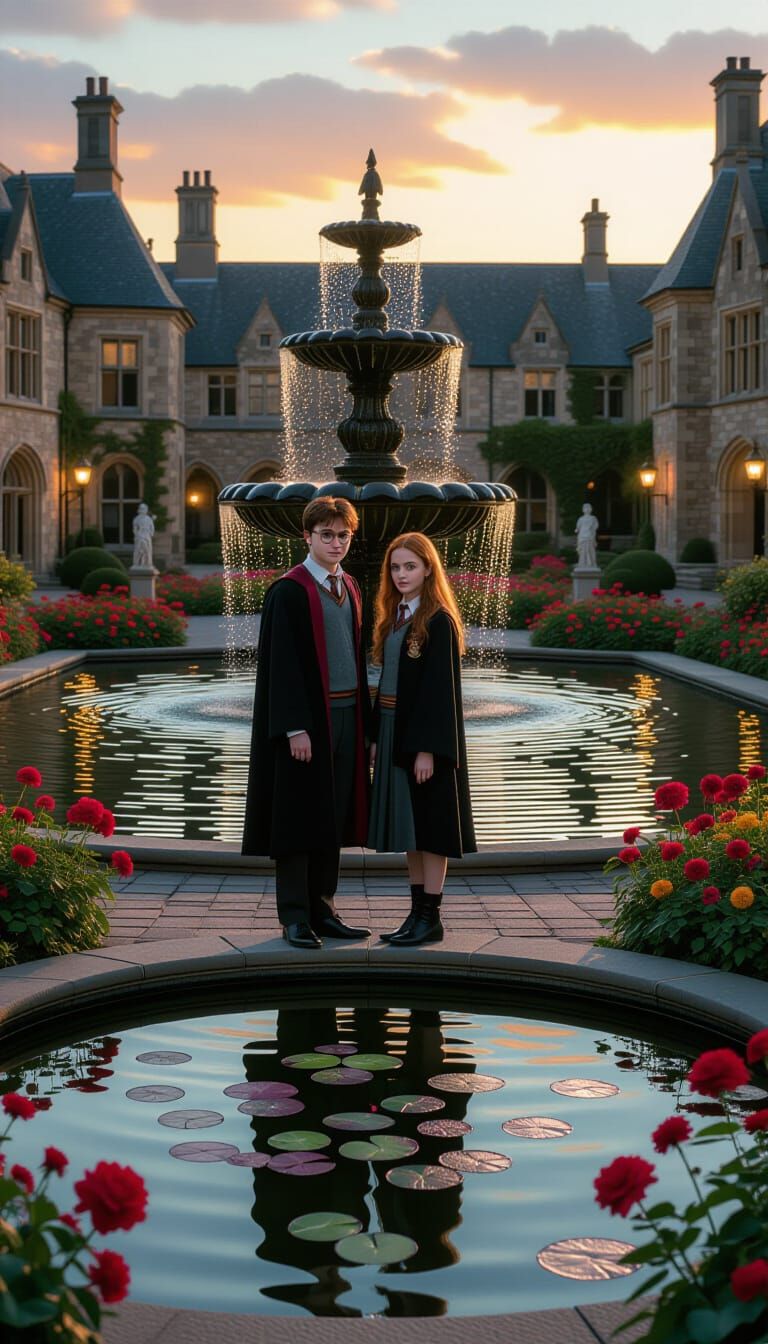 Harry Potter and Ginny: Cyberpunk Meets Surrealism