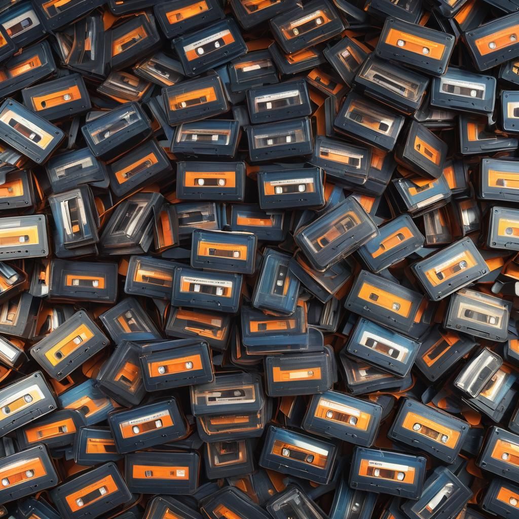 Hyper-Realistic 80s Cassette Tapes Digital Art
