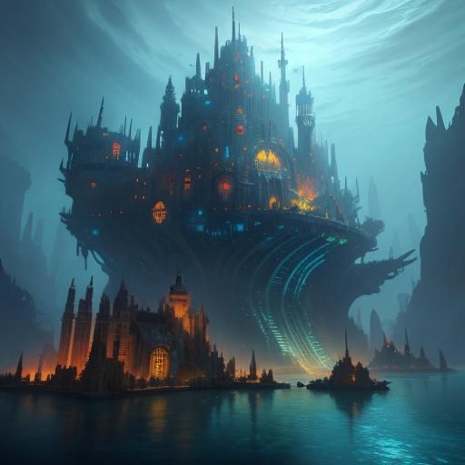 Fantastical Underwater City Concept Art