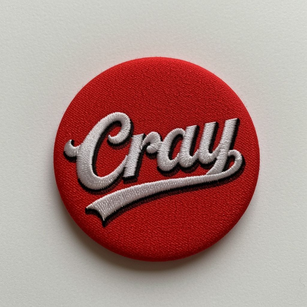 Embroidered Cray Button in Pop Surrealist Style