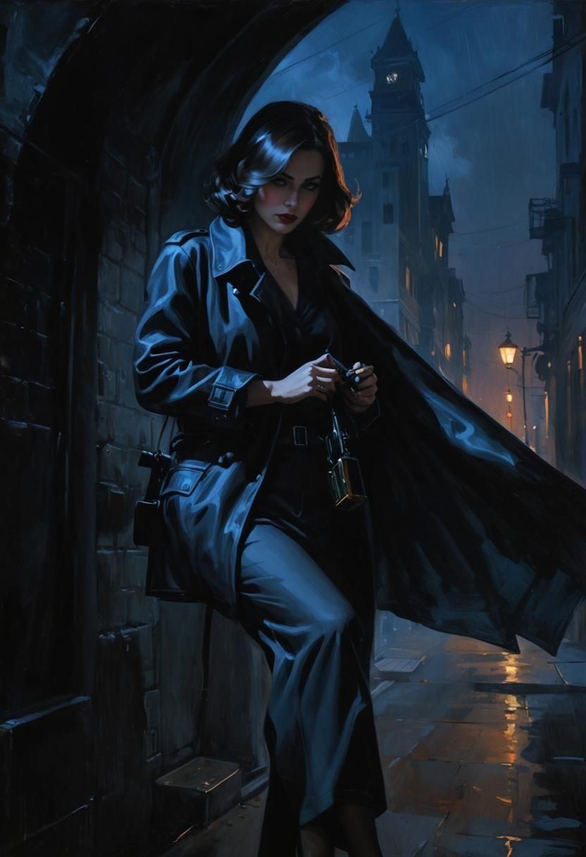 Noir Spy Waiting in the Shadows