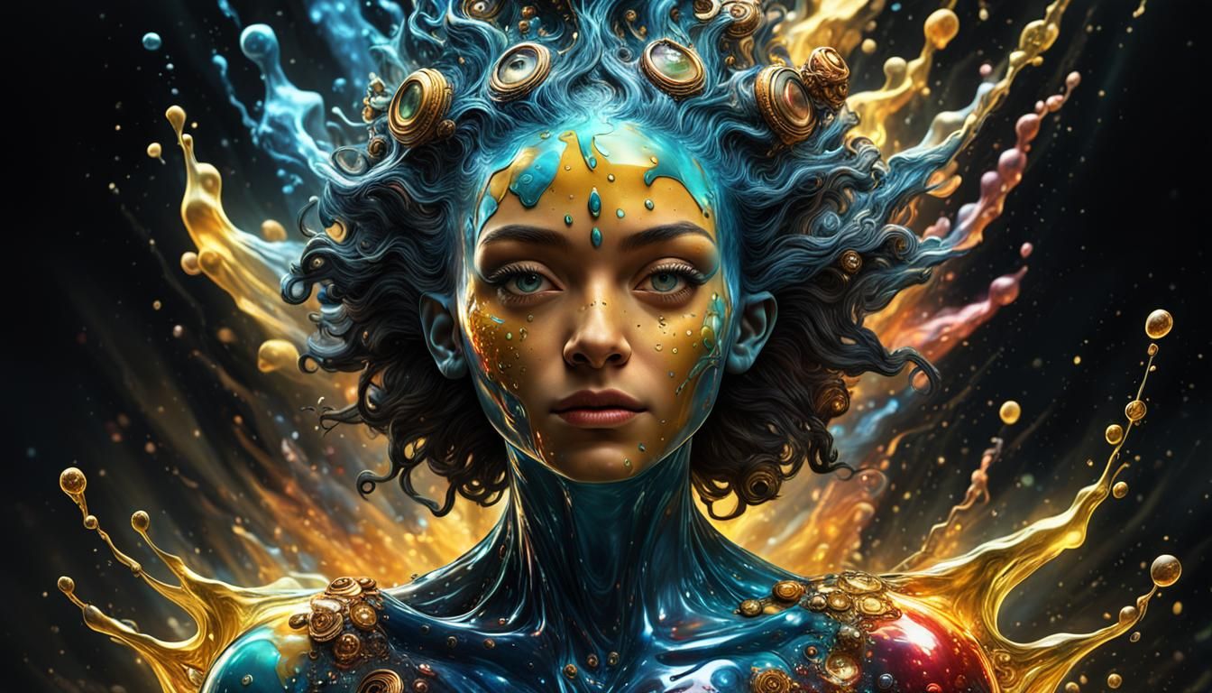 Liquid Oil Costume in Hyperrealistic Style