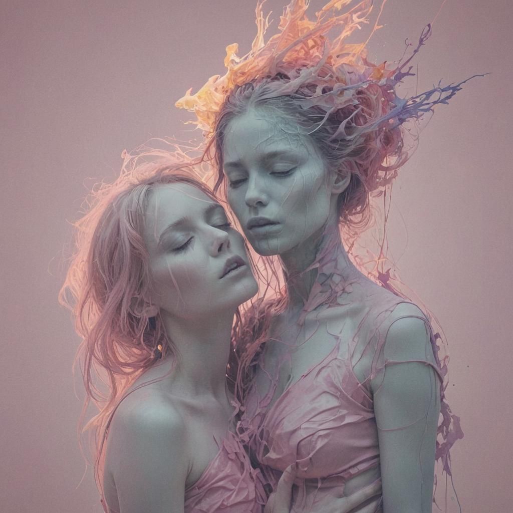 Neon Pagan Ritual in Glitch Art Style