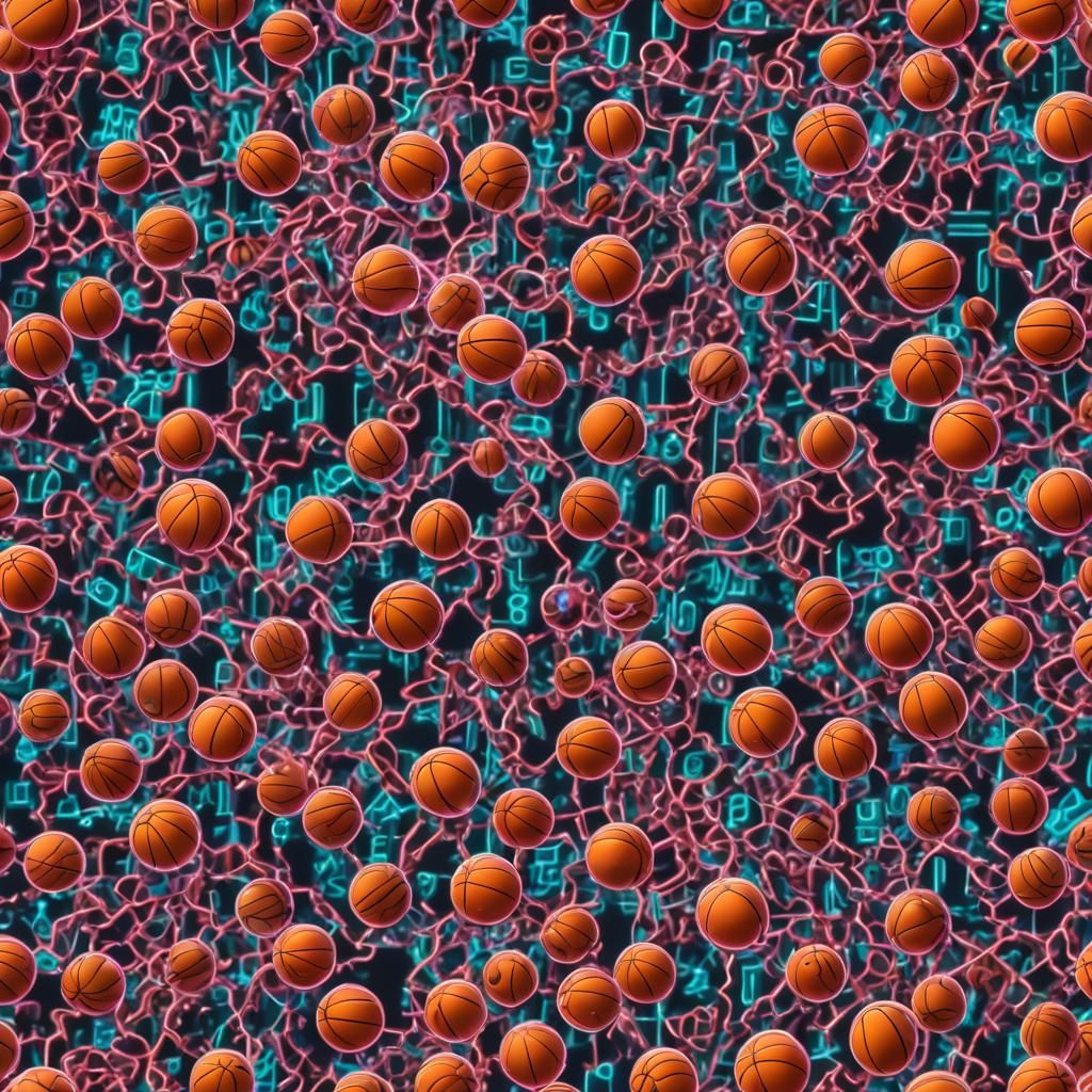 Binary Code Dream Surrealism Neon Basketball Game Whimsical ...