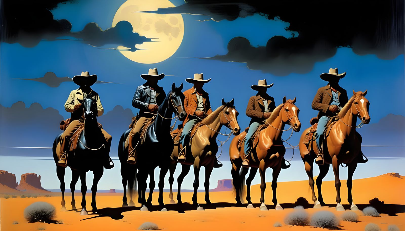Moonlit Riders Engage in Epic Showdown