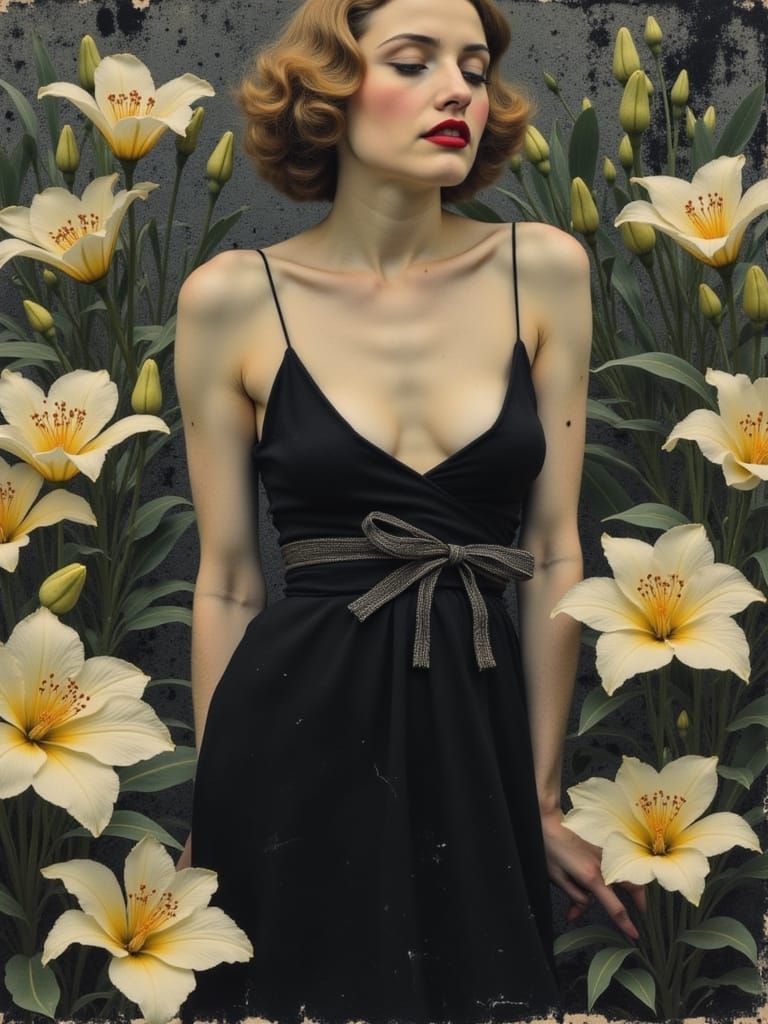 Art Deco Singer with Impasto Floral Design