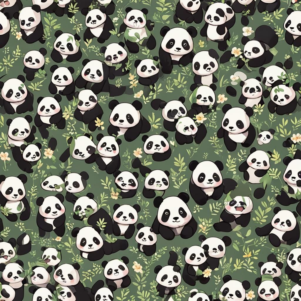 Cute Kawaii Panda in Anime Style