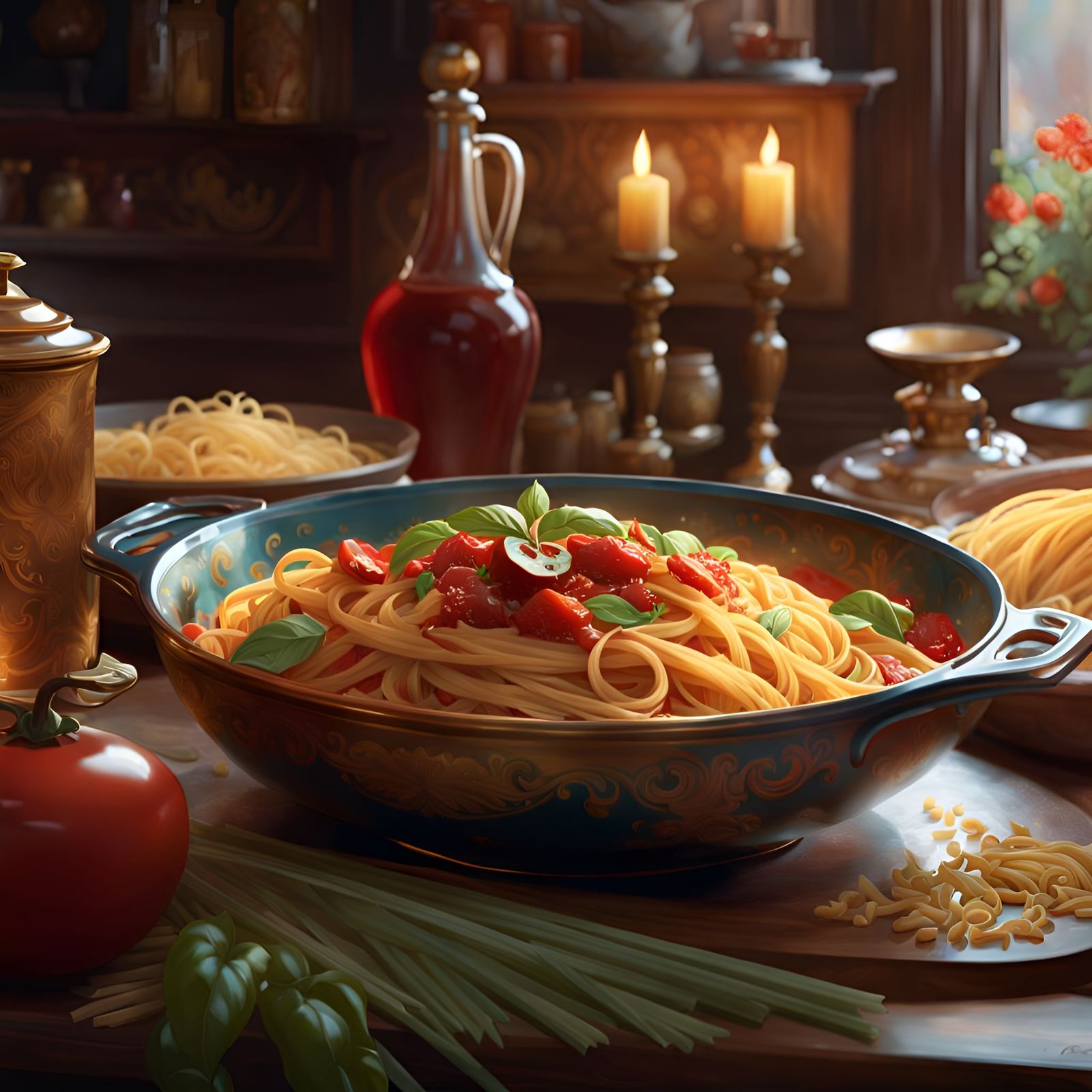 Pasta Dish Masterpiece in Art Nouveau Style