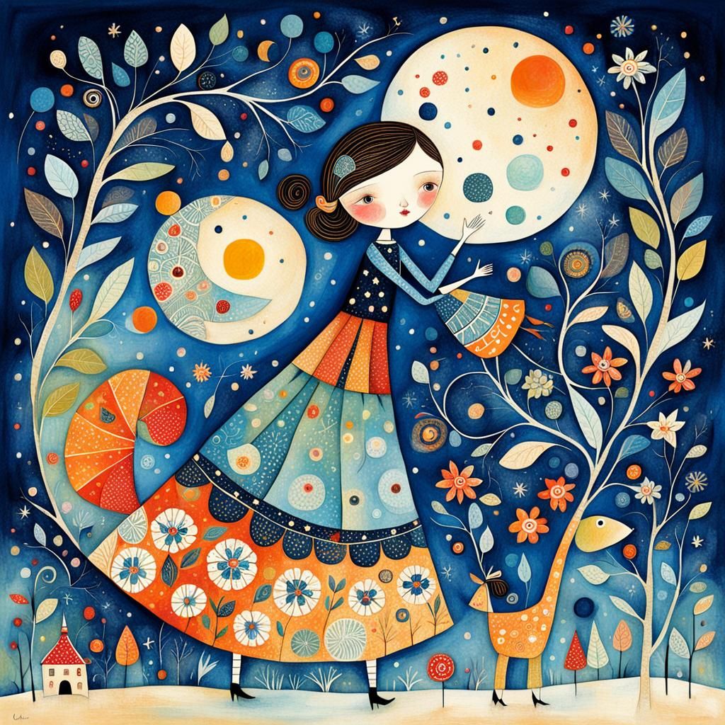 Adorable Whimsical Illustration with Abstract Details