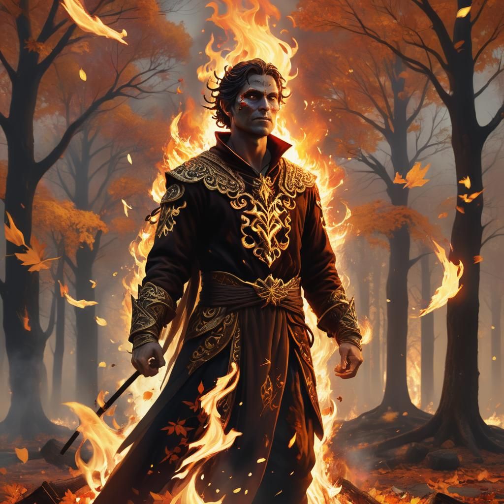 Blazing Samhain Fire in Vibrant Digital Art