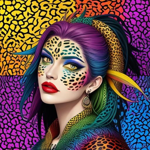 Abstract Portrait: Woman with Rainbow Dragon Scales