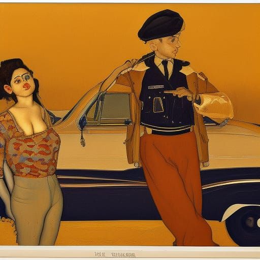 Soda-Powered Car Arrest in Dystopian Steampunk Style