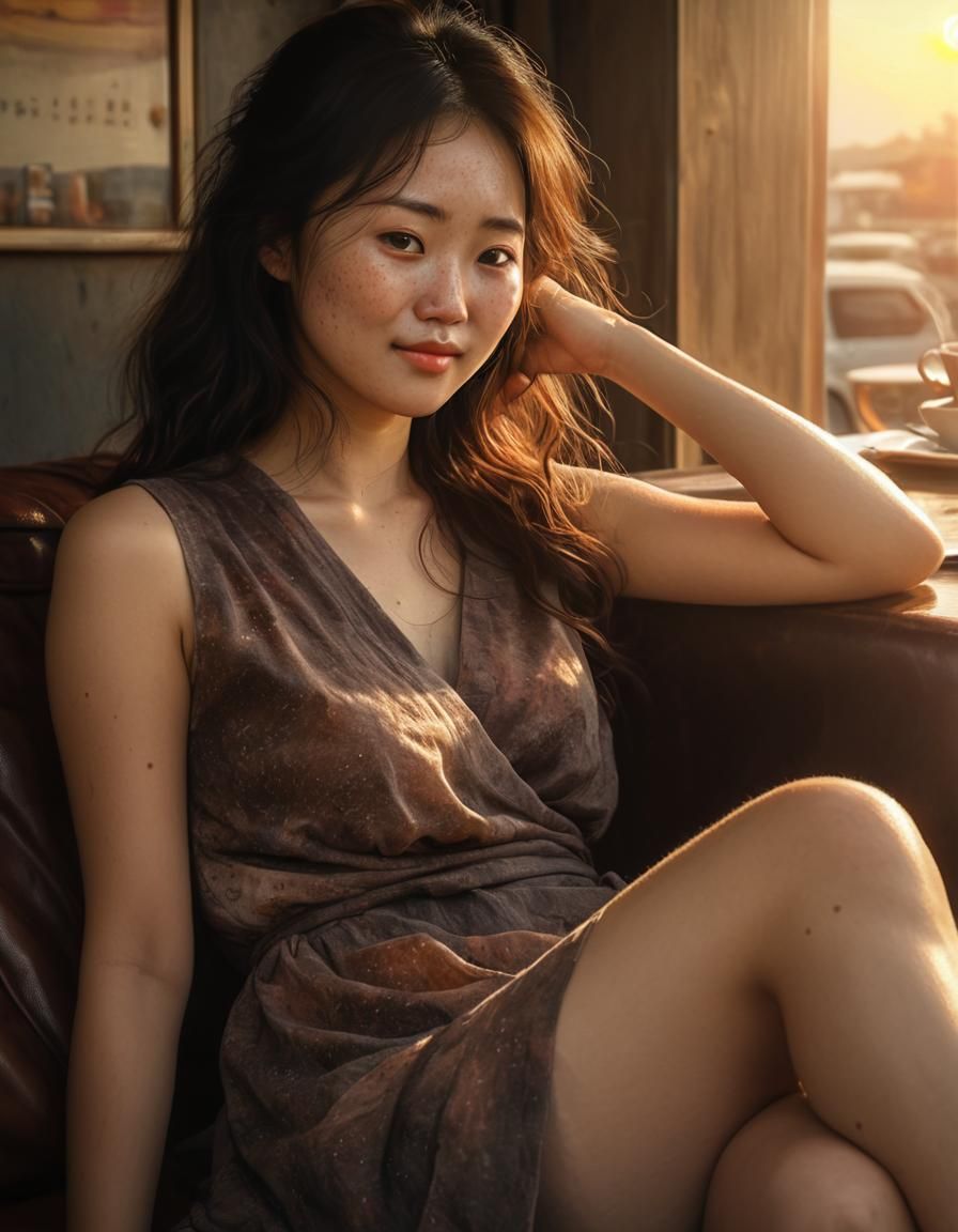 Korean Woman Reading: Chiaroscuro Oil Painting