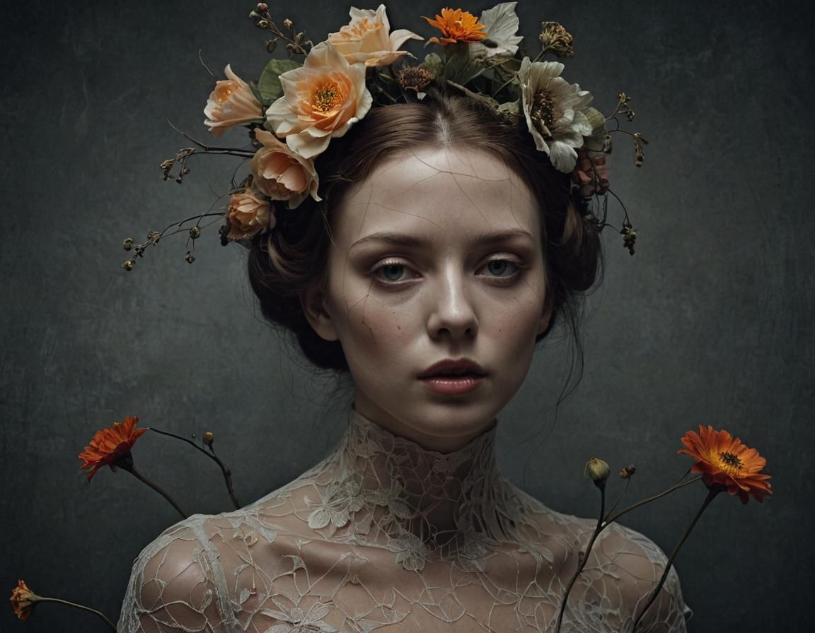 Fashion Model in Dark Surrealist Digital Art