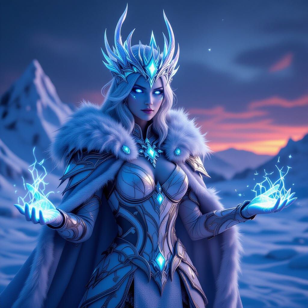 Ice Demon Princess in Crystalline Armor