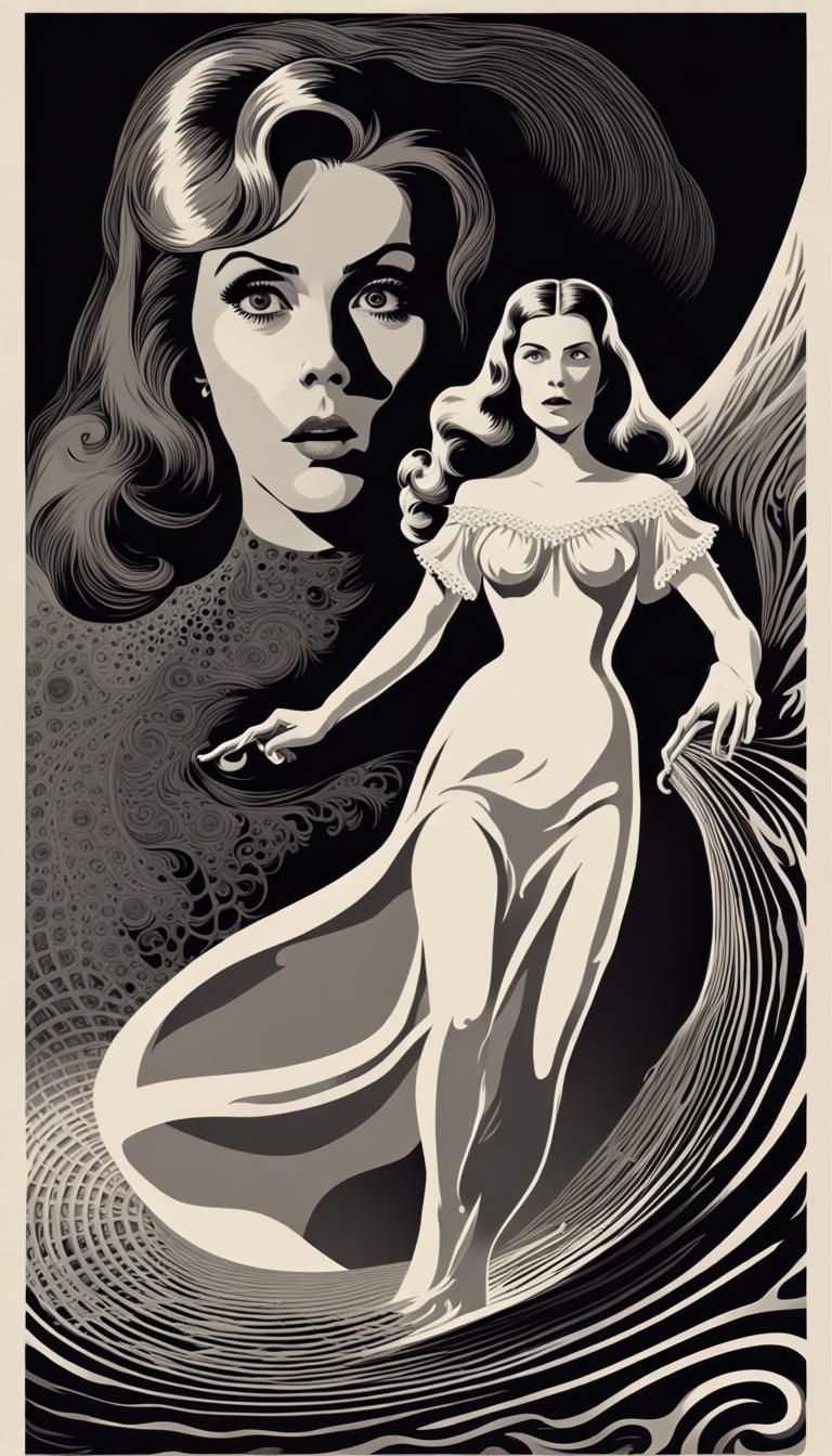 Classic Hammer Horror Film Poster with Ghost